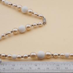 Vintage Czech necklace pearl white round glass beads 22"