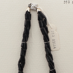 Vintage Czech 4 strand necklace black metallic marble glass beads