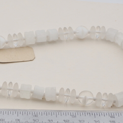 Vintage Czech necklace satin atlas frost clear bicolor glass beads