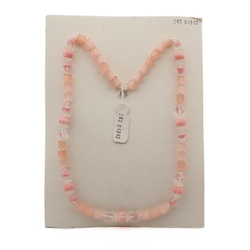 Vintage Czech necklace pink satin atlas bicolor melon glass beads