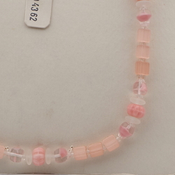 Vintage Czech necklace pink satin atlas bicolor melon glass beads