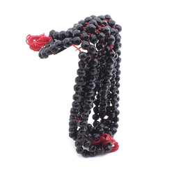 Hank (280) antique Victorian Czech hand blown black glass beads 5mm