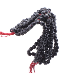 Hank (260) antique Victorian Czech hand blown black glass beads 5mm