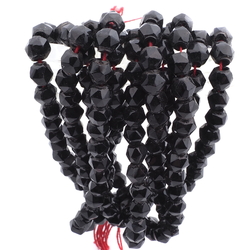 Hank (260) antique Victorian Czech hand blown black glass beads 5mm