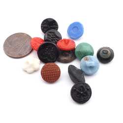 Lot (14) Czech Victorian Deco antique geometric floral dimi doll glass buttons