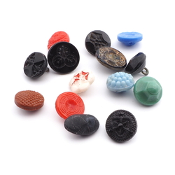 Lot (14) Czech Victorian Deco antique geometric floral dimi doll glass buttons
