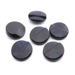 Lot (6) Czech vintage large geometric black glass buttons 31mm