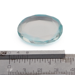 Czech antique aqua bicolor oval glass rhinestone 30x22mm