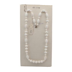 Vintage Czech necklace white glass beads 23"