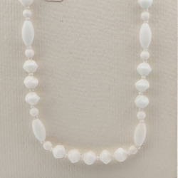 Vintage Czech necklace white glass beads 23"