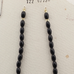 Vintage Czech necklace element black oval teardrop glass beads 
