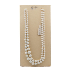 Vintage Czech necklace element white round glass beads 36"