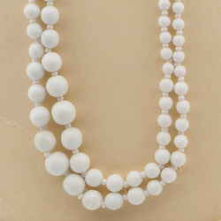 Vintage Czech necklace element white round glass beads 36"