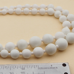 Vintage Czech necklace element white round glass beads 36"