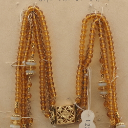 Vintage Czech 4 strand necklace topaz round opaline rondelle glass beads