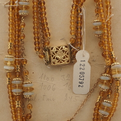 Vintage Czech 4 strand necklace topaz round opaline rondelle glass beads