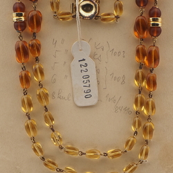 Vintage Czech 2 strand necklace topaz oval twist frost round glass beads
