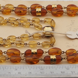 Vintage Czech 2 strand necklace topaz oval twist frost round glass beads