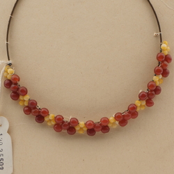 Vintage Czech tiara headpiece carnelian beige glass beads 