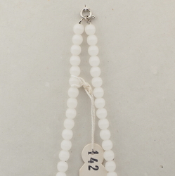 Vintage Czech necklace opaline white glass beads 14"