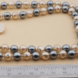 Vintage Czech knotted necklace element pearl glass beads 33"
