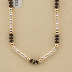 Vintage Czech necklace pearl black glass beads