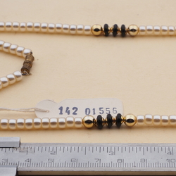 Vintage Czech necklace pearl black glass beads