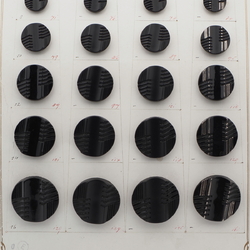 Sample card (24) Art Deco Czech vintage black geometric glass buttons