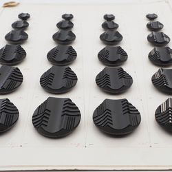 Sample card (24) Art Deco Czech vintage black geometric glass buttons