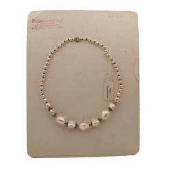 Vintage Czech necklace pearl topaz glass beads