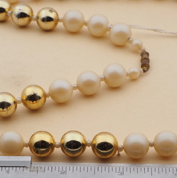 Vintage Czech necklace pearl gold glass beads 23"