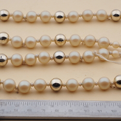 Vintage Czech necklace pearl gold glass beads 27"