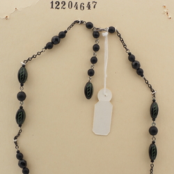 Vintage Czech link necklace black Deco glass beads 