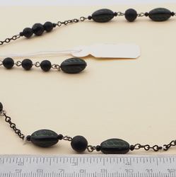 Vintage Czech link necklace black Deco glass beads 