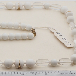 Vintage Czech necklace white clear glass beads 29"