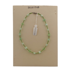 Vintage Czech necklace green satin atlas frost bugle glass beads 