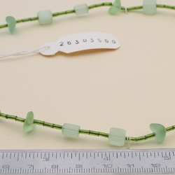 Vintage Czech necklace green satin atlas frost bugle glass beads 