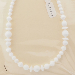 Vintage Czech necklace white round rondelle nugget glass beads 17"