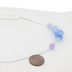 Vintage Czech wired choker necklace round rondelle blue glass beads 14"