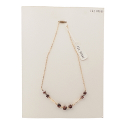 Vintage Czech gold chain necklace marble cube glass beads 16"
