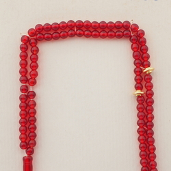 Vintage Muslim Islamic prayer bead strand 99 Czech transparent red glass beads