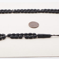 Vintage Czech 99 black oval glass bead prayer bead strand Muslim Islamic 