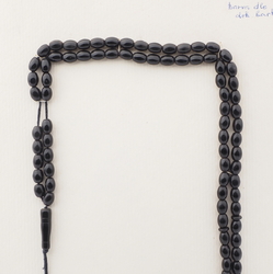 Vintage Czech black oval 99 glass bead prayer bead strand Muslim Islamic 