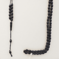 Vintage Czech black oval 99 glass bead prayer bead strand Muslim Islamic 