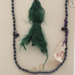 Vintage Islamic Muslim prayer bead strand 99 Czech black hematite glass beads green tassle 