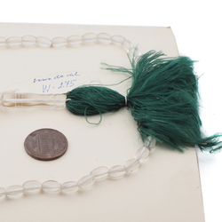 Vintage Islamic Muslim prayer bead strand 99 Czech clear glass beads green tassle 
