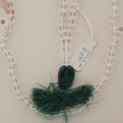 Vintage Islamic Muslim prayer bead strand 99 Czech clear glass beads green tassle