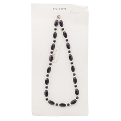 Vintage Czech necklace black round hexagon glass beads 17"