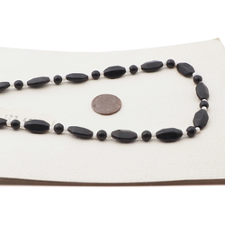 Vintage Czech necklace black round hexagon glass beads 17"