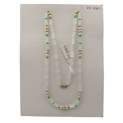 Vintage Czech necklace crystal satin atlas pearl gold glass beads 27"